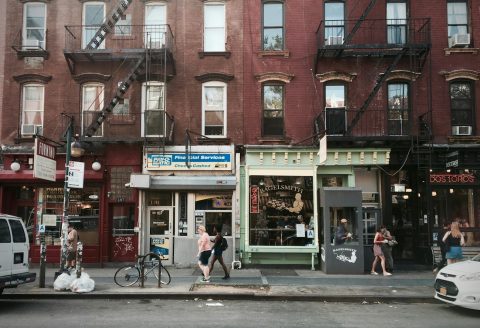 people walking on sidewalk